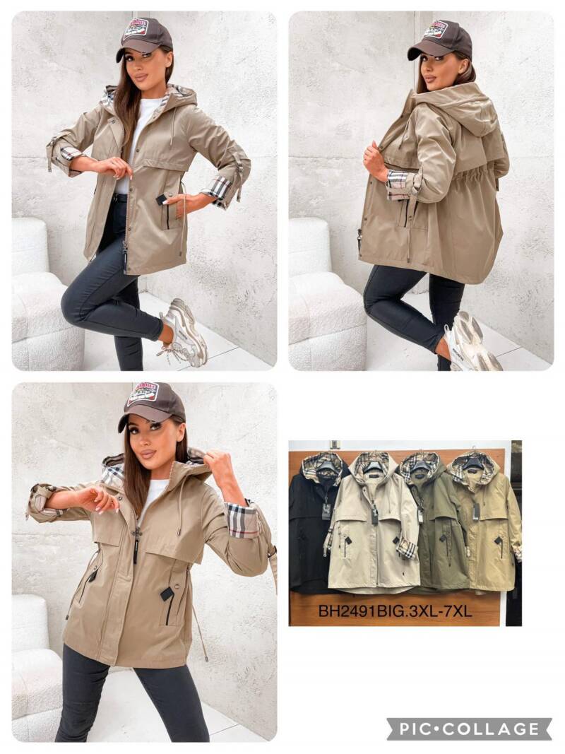 Kurtki damskie cienki Roz 3XL-7XL, 1 Kolor Paczka 5 szt